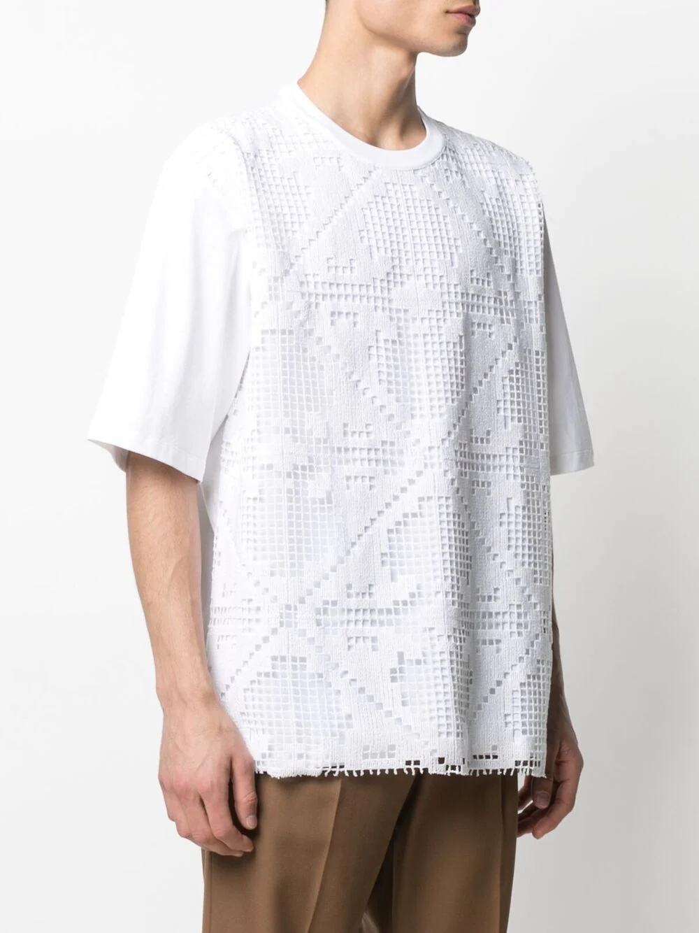 crochet-front T-shirt - 3