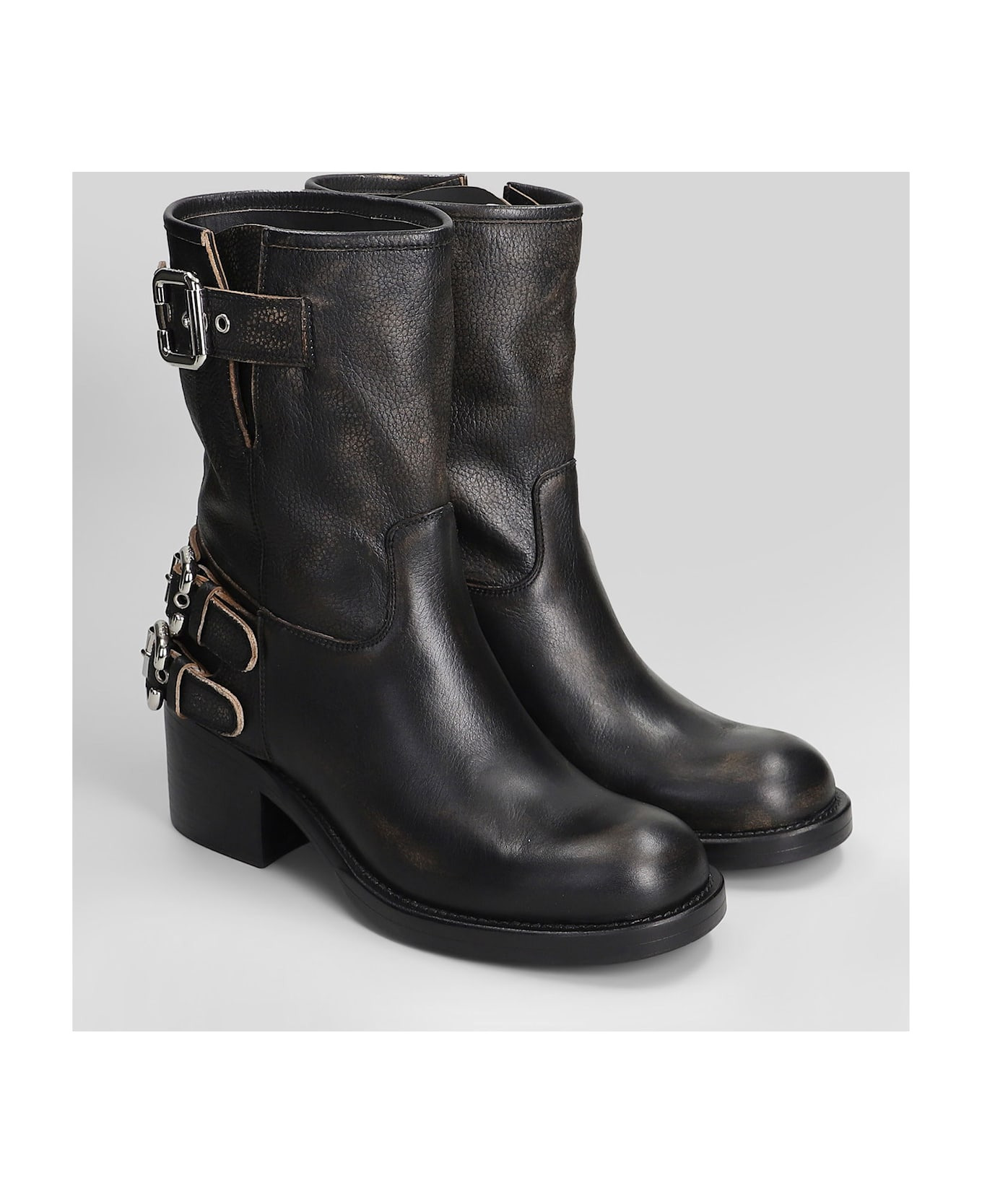 Dakota Low Heels Boots In Black Leather - 2