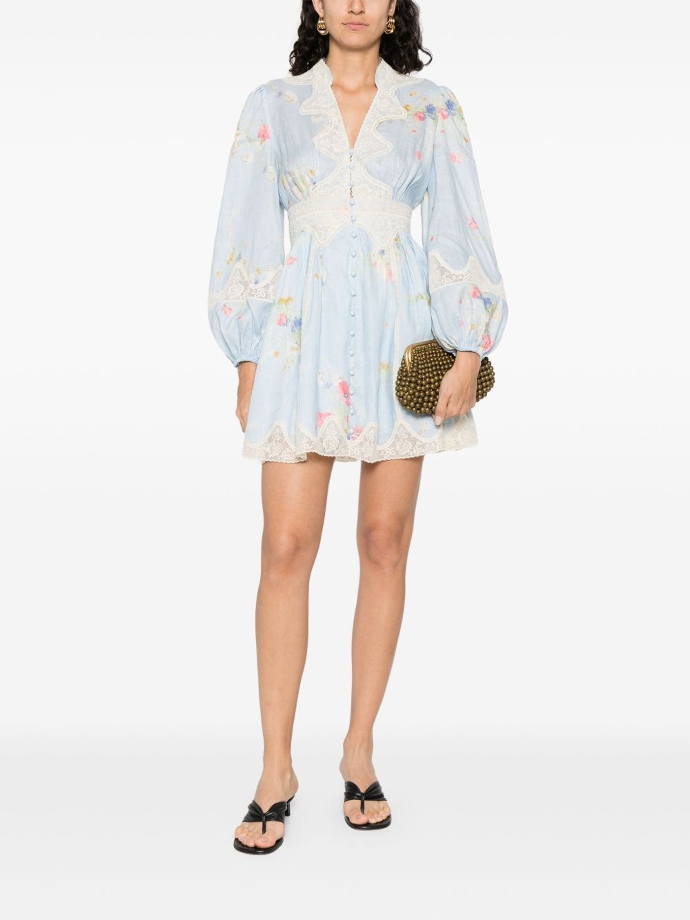 Lucky lace plunge mini dress - 2