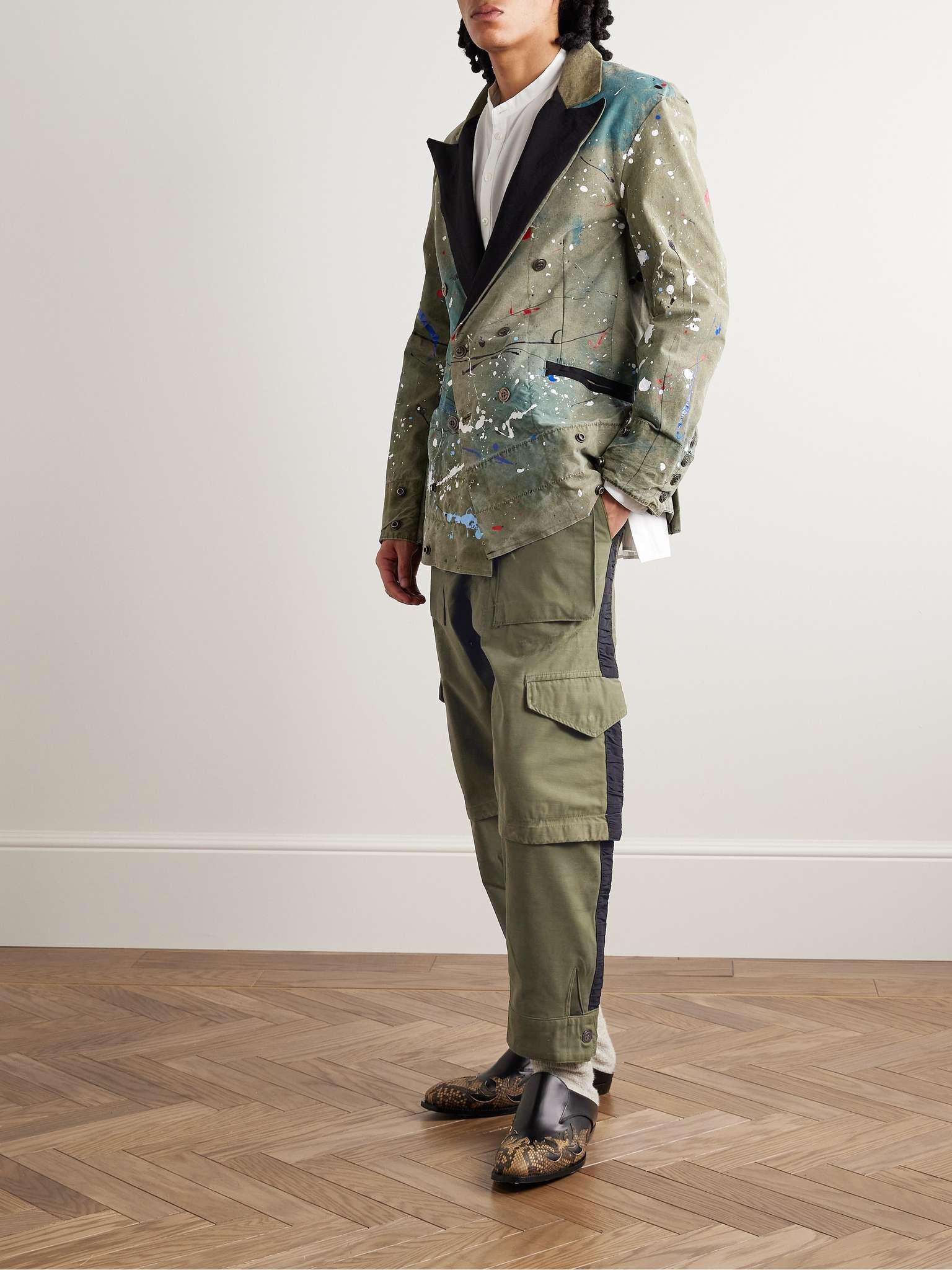Army Tapered Cotton-Blend Drawstring Cargo Trousers - 2