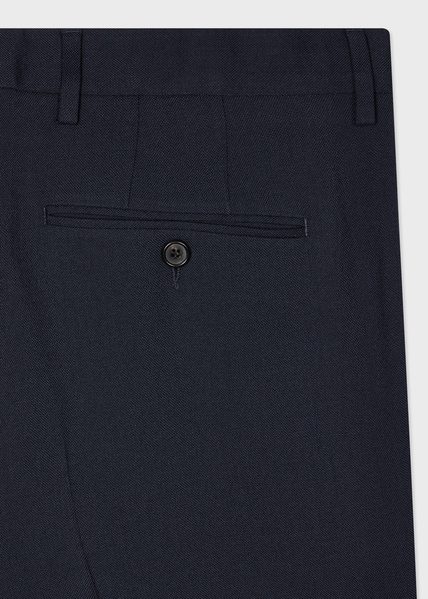 Dark Navy Straight Leg Wool Trousers - 2
