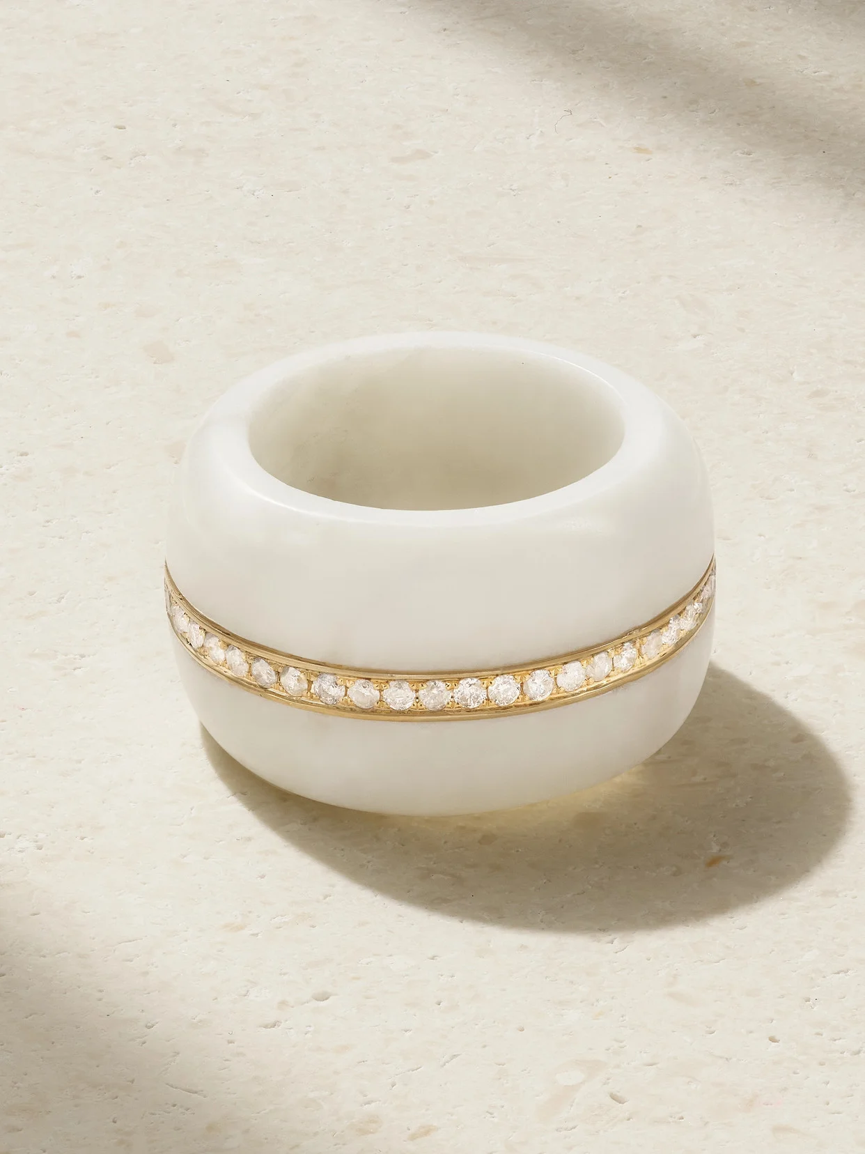 14-karat Recycled Gold, Marble And Diamond Ring - 1