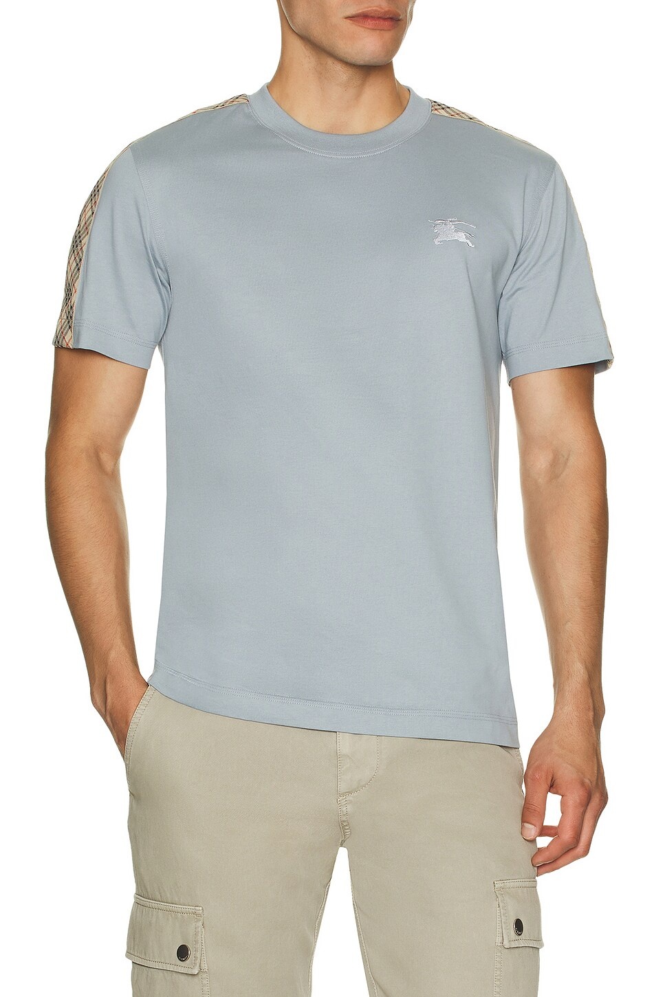 Slim Fit Tape Check T-Shirt - 4