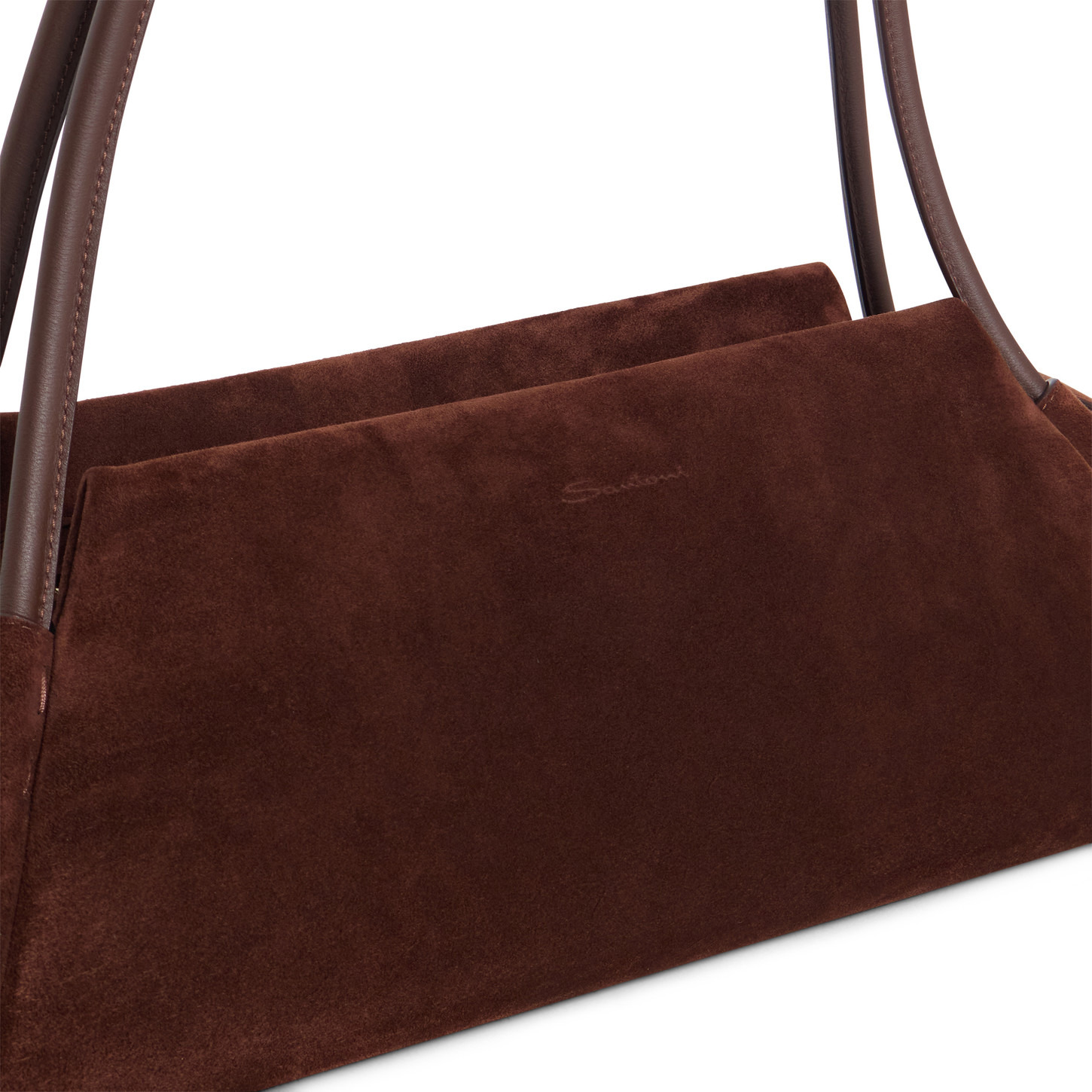 Dark brown suede shoulder bag - 4