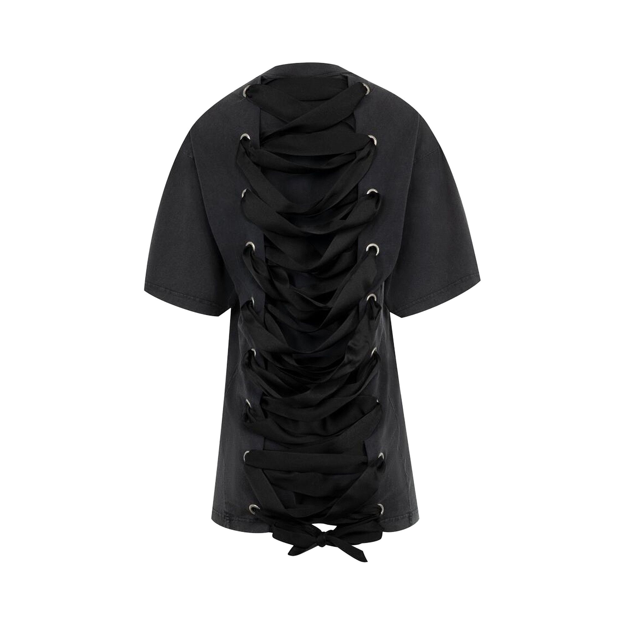 Balenciaga Lace-Up T-Shirt 'Faded Washed Black' - 2