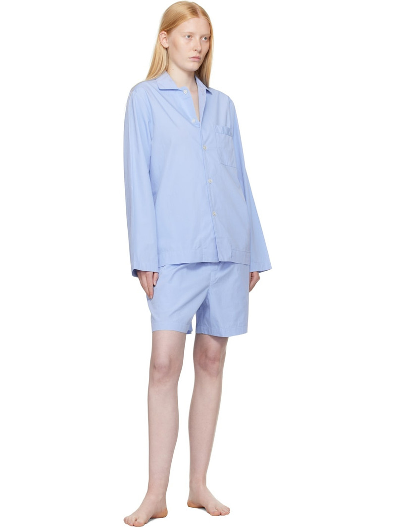 TEKLA Blue Poplin Pyjama Shorts outlook