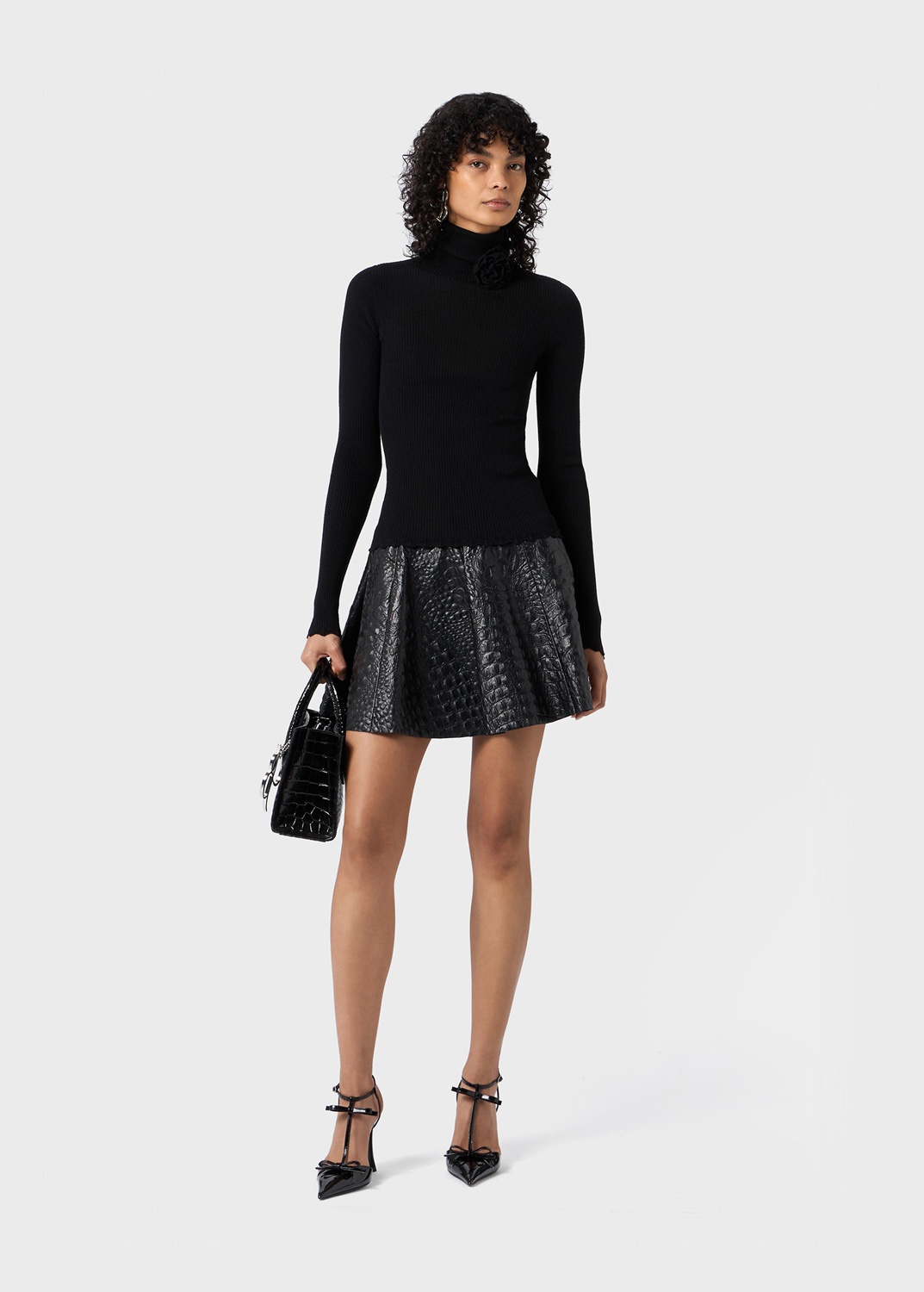 MINI SKIRT IN CROCODILE-EFFECT PRINT LEATHER - 2