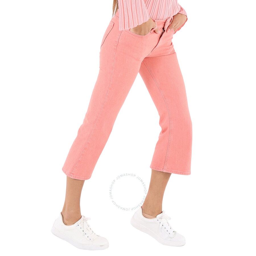 Mm6 Ladies Pink Flared Cropped Jeans - 4