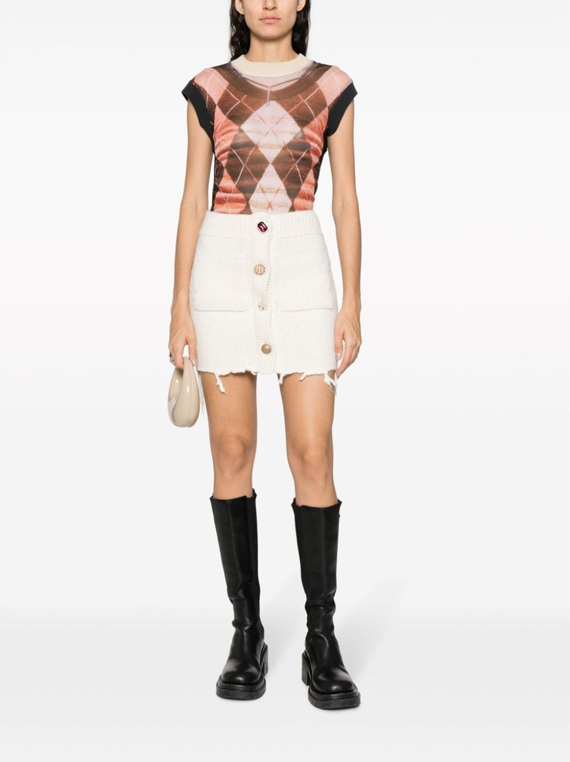 VETEMENTS rhinestone-embellished knitted miniskirt outlook