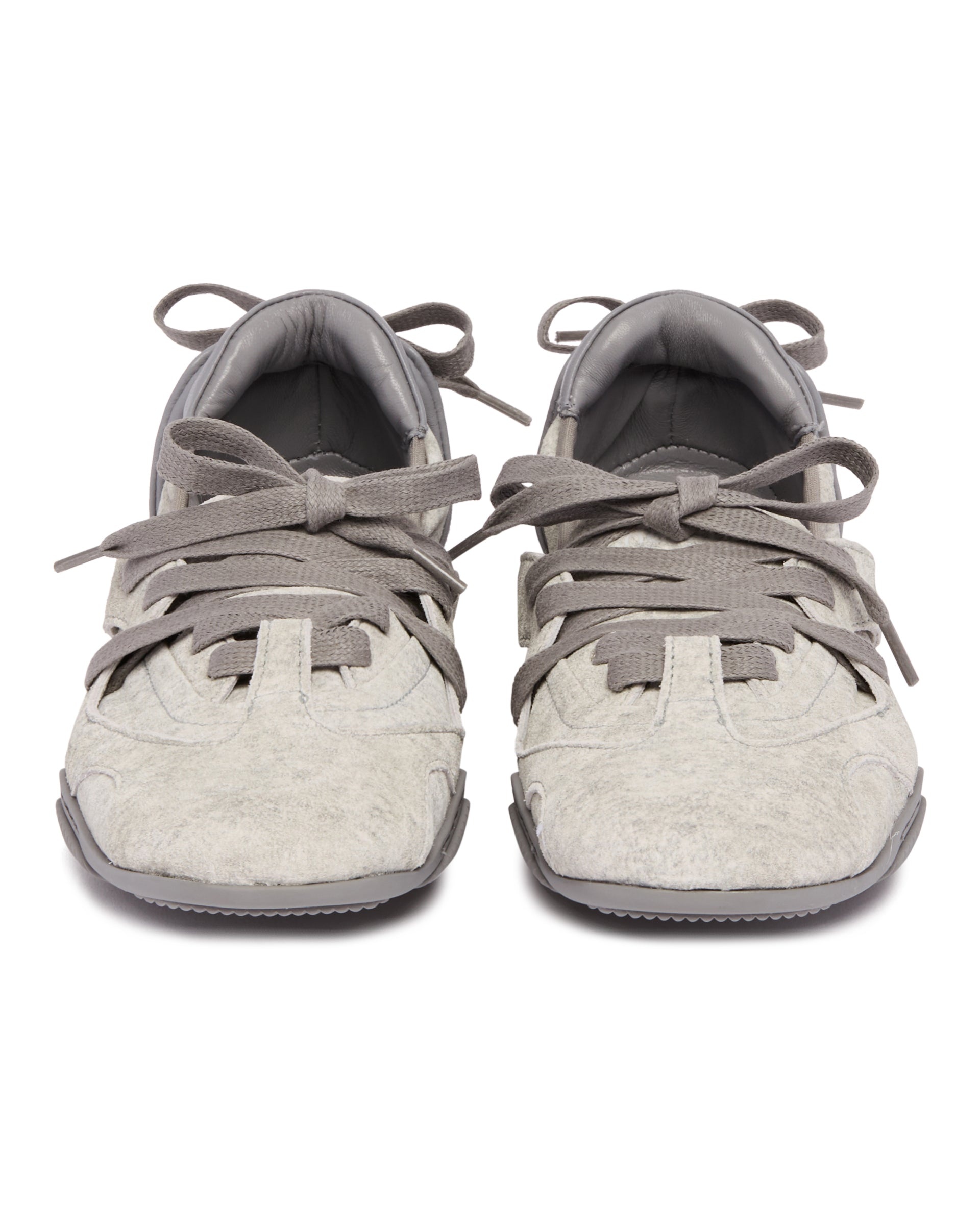 Gray Leather Lace-Up Shoes - 5