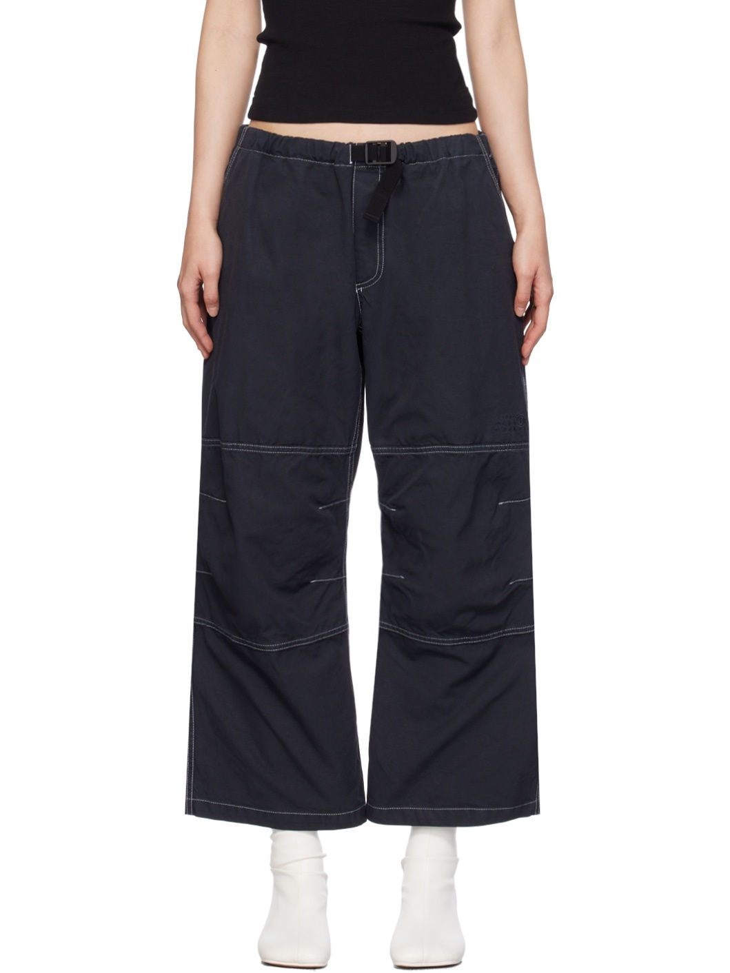 Gray Cinch Belt Trousers - 1