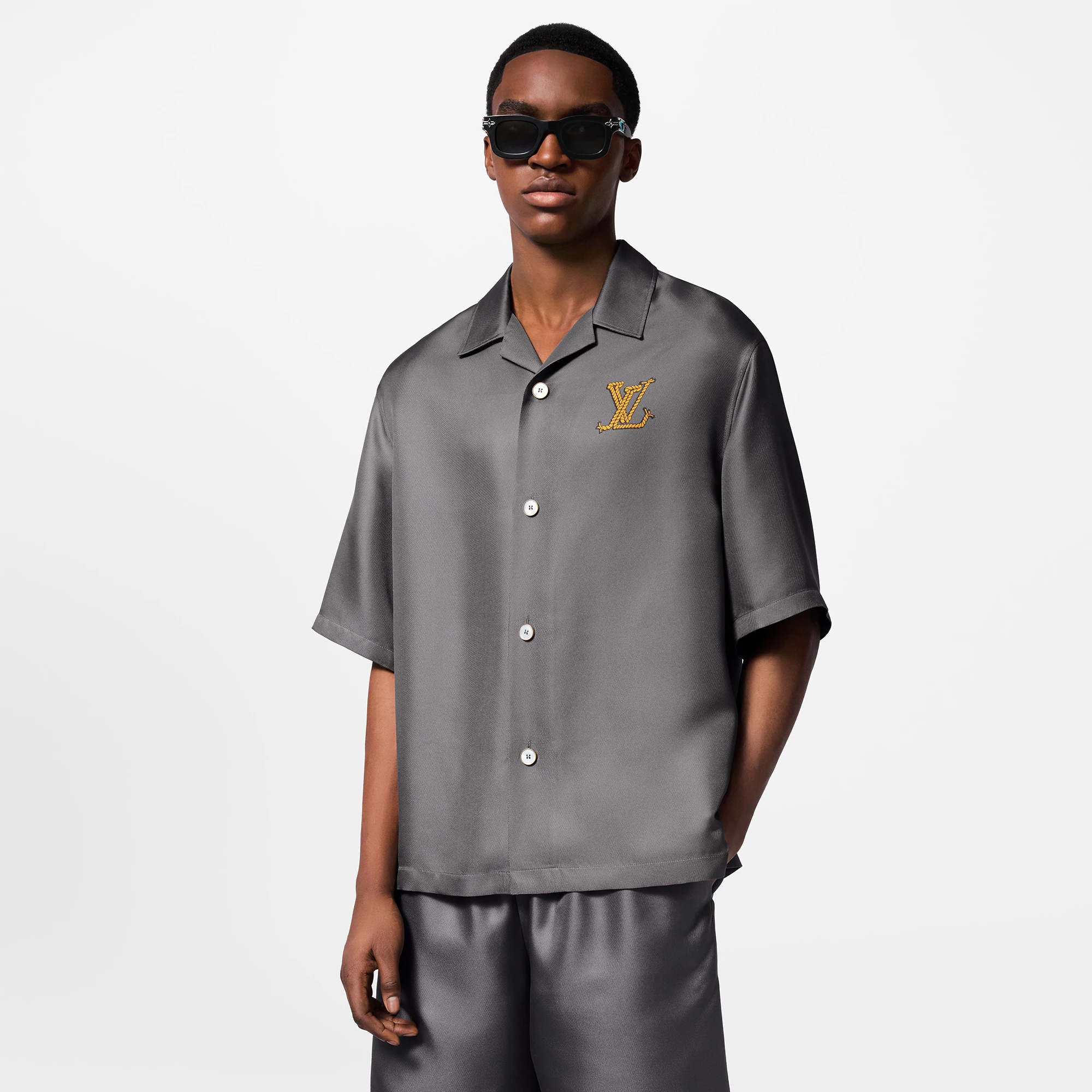 Printed Short-Sleeved Silk Shirt - 2
