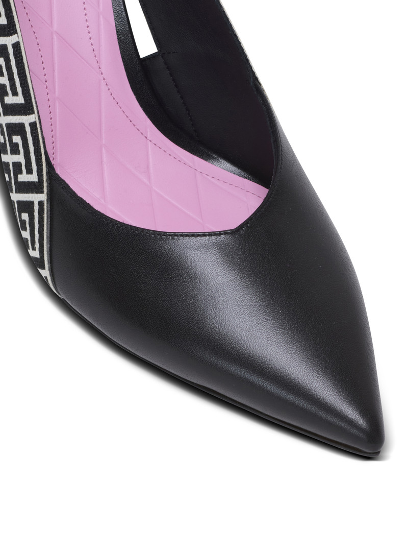 Ruby slingbacks in calfskin and monogrammed 5