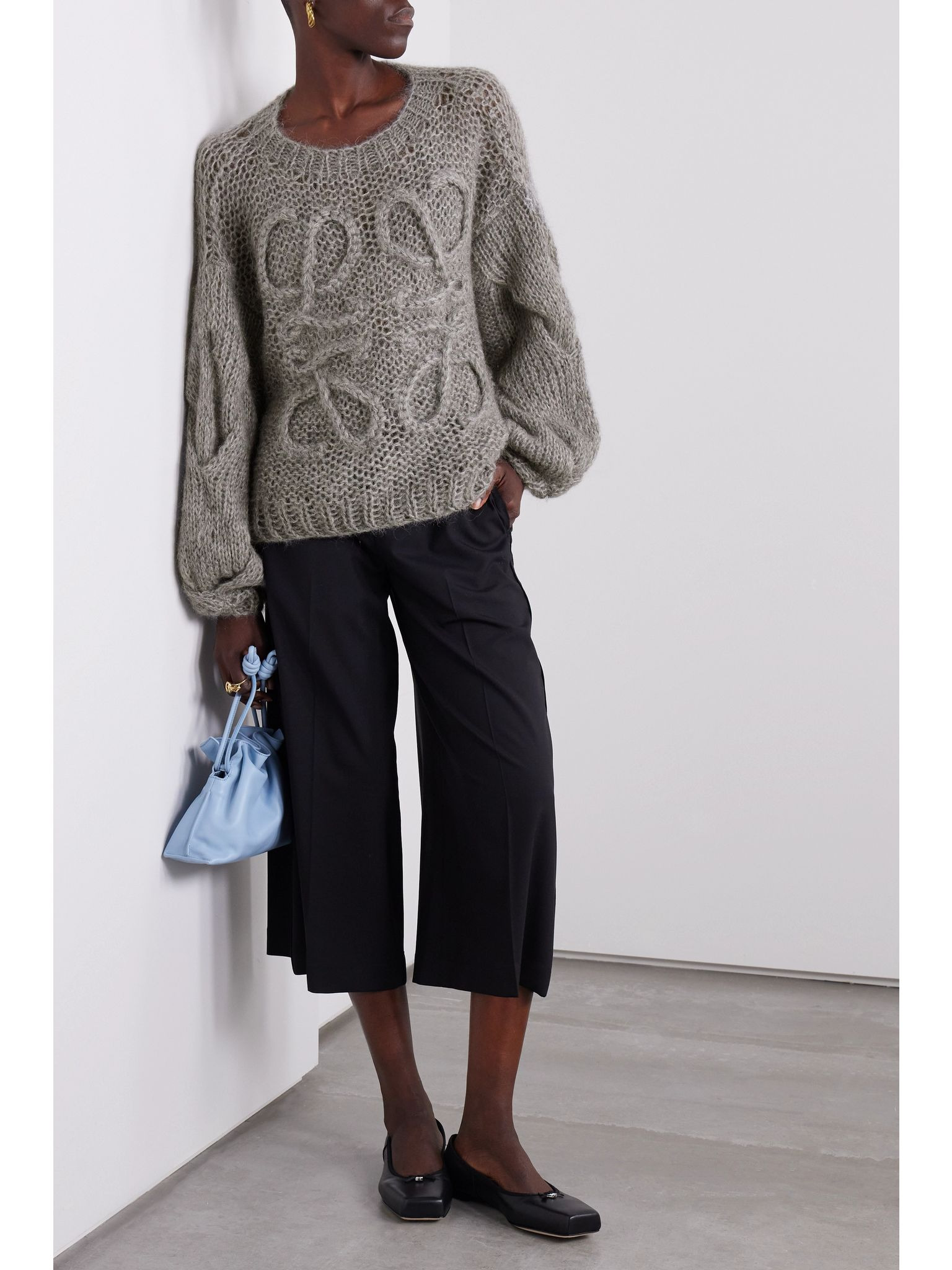 Anagram oversized mohair-blend sweater Gray - 2