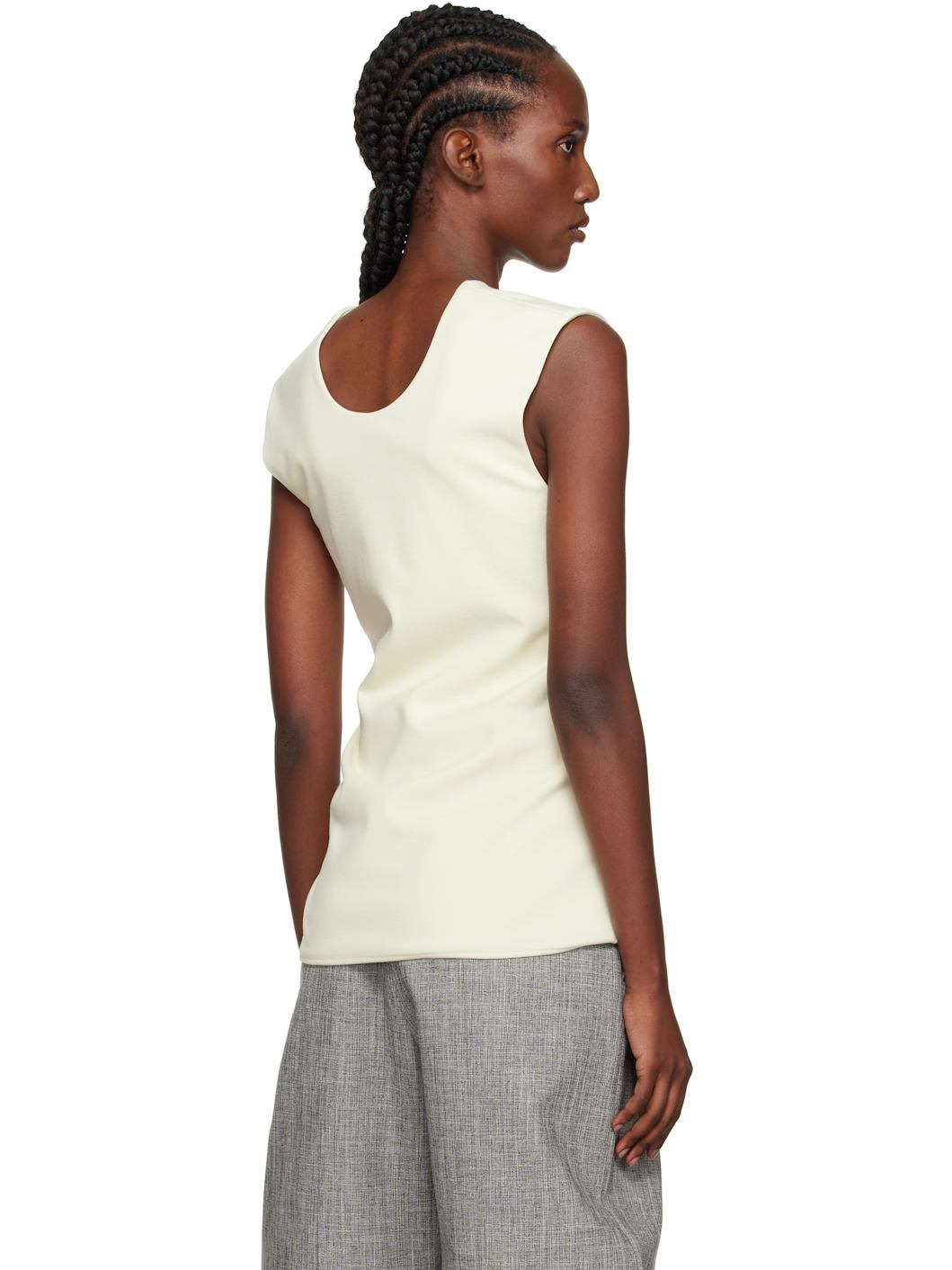 Off-White Jersey Plunging Neckline Top - 3