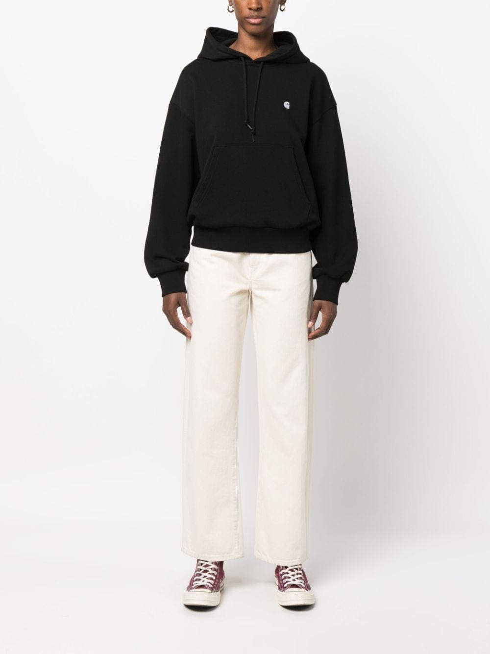 oversized embroidered-logo hoodie - 2
