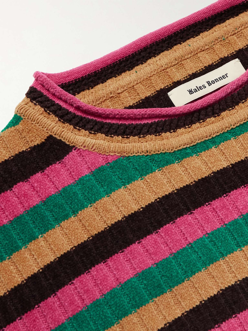 Striped Ribbed Wool-Blend Chenille Sweater 5