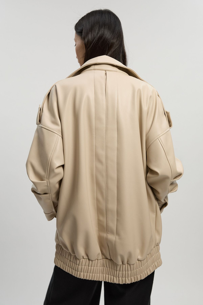 Faux Leather Relaxed Cocoon Jacket 4