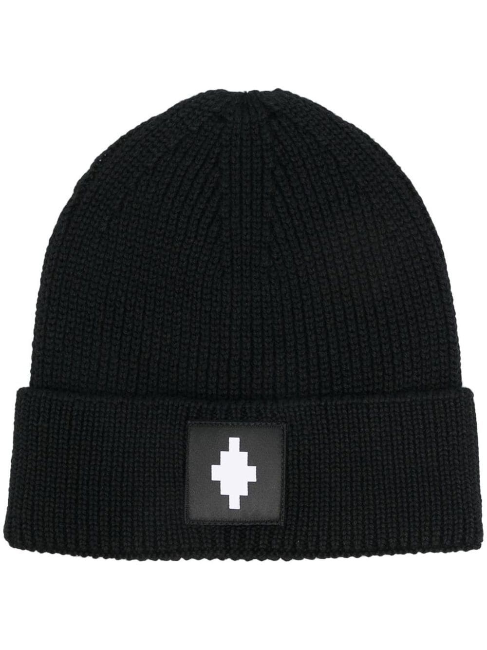 logo-patch ribbed beanie - 1