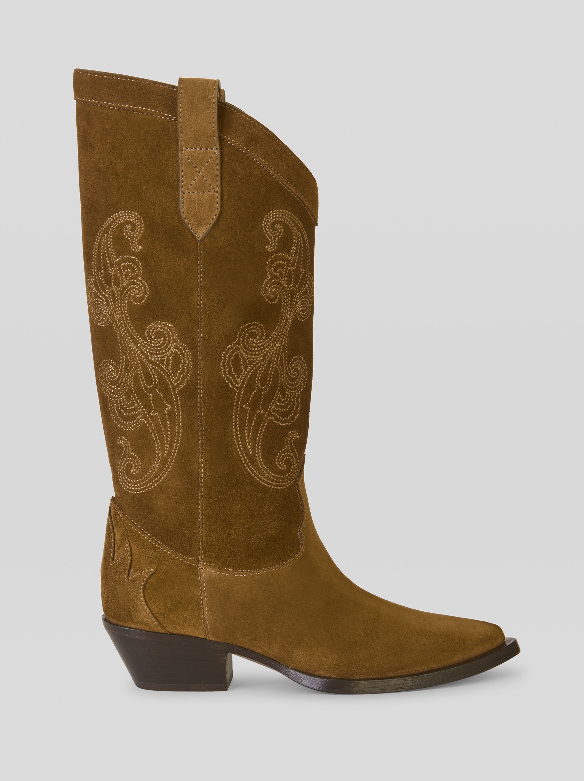 SUEDE BOOTS WITH PAISLEY EMBROIDERY - 1