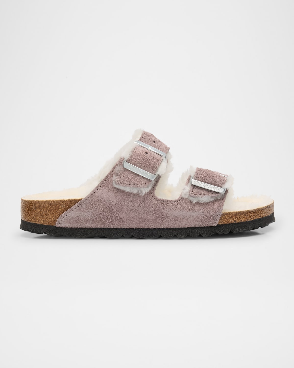Arizona Suede Shearling Dual-Buckle Slide Sandals - 1