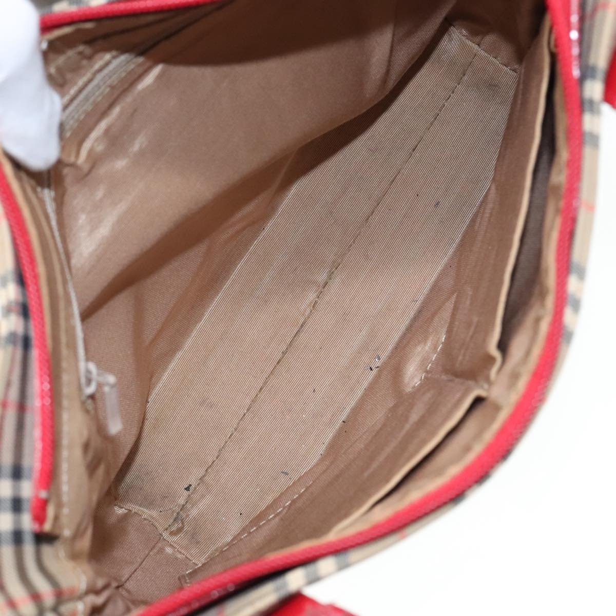 Burberry Nova Check Tote Bag Canvas Leather Beige Gold Red - 11