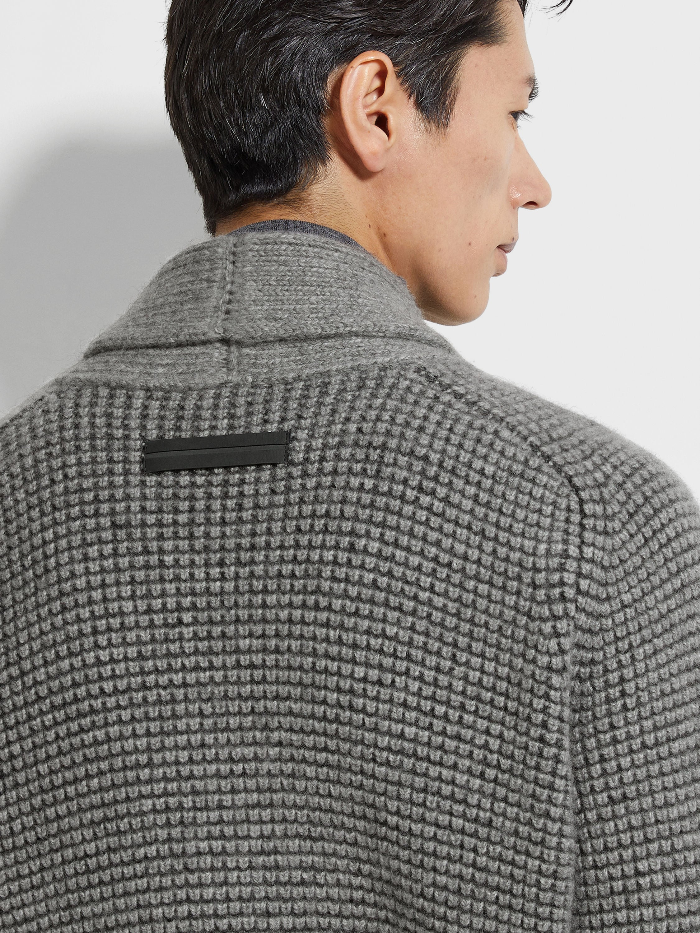 GREY MÉLANGE CASHMERE AND MOHAIR CARDIGAN - 2