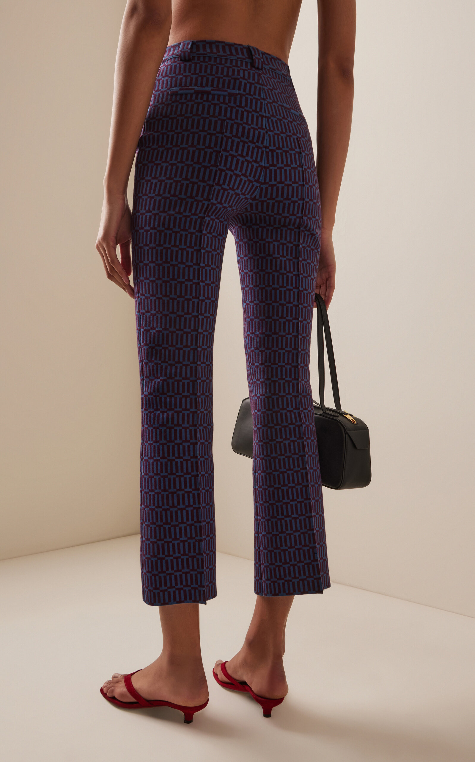 Charlie Cotton-Blend Geo-Jacquard Flared Pants purple - 5