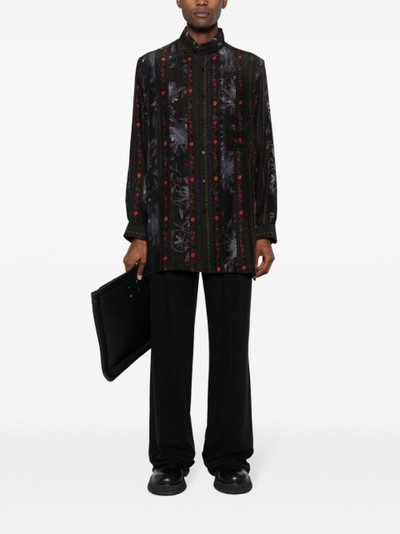 Yohji Yamamoto A-ethnic-print silk shirt outlook