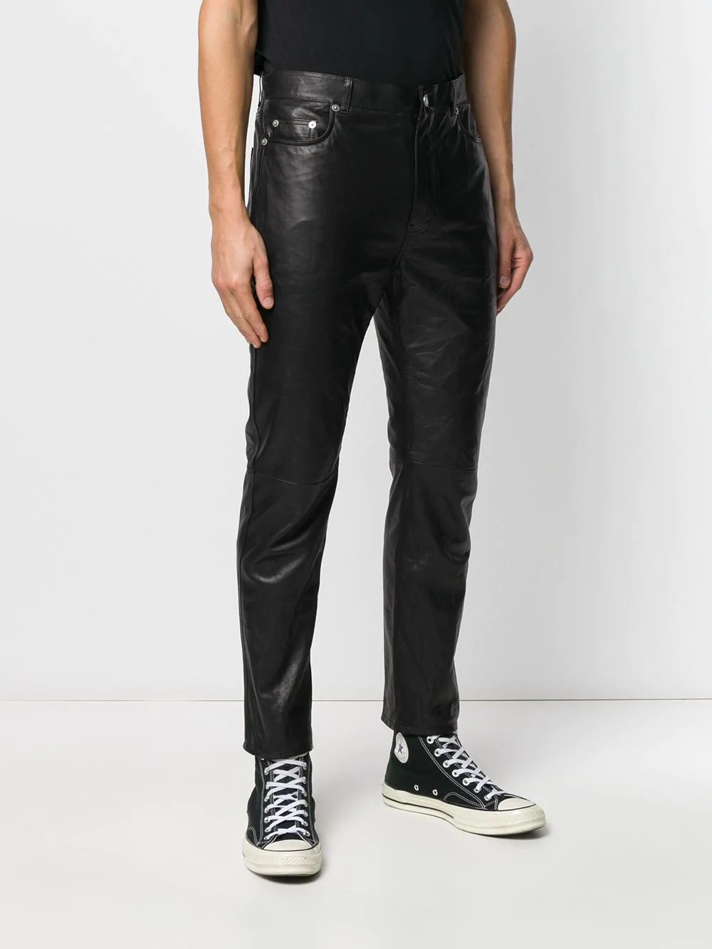 slim-fit leather trousers - 3