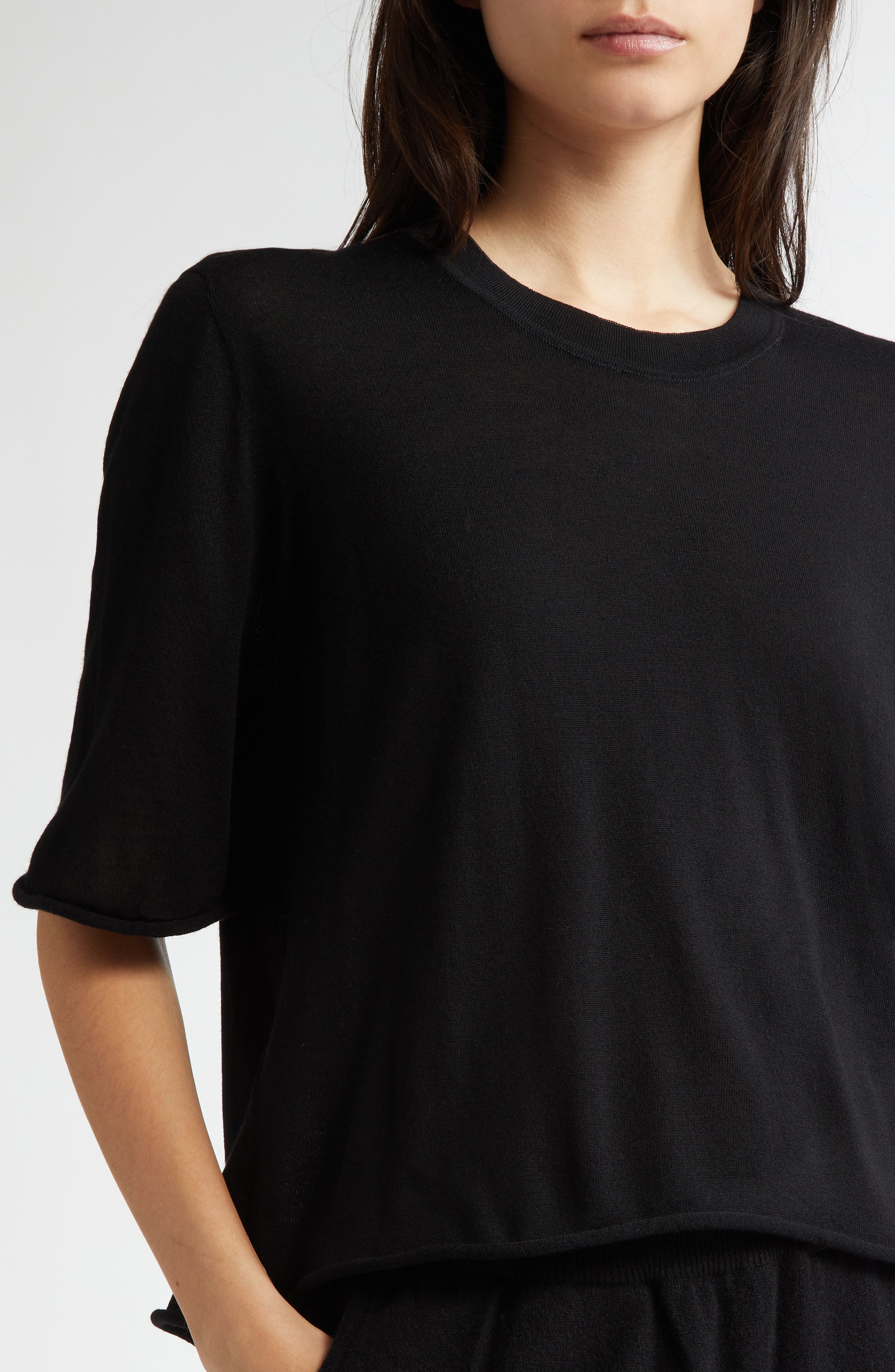 Johnstons of Elgin Superfine Merino Wool Scoop Neck Sweater in Black at Nordstrom - 5