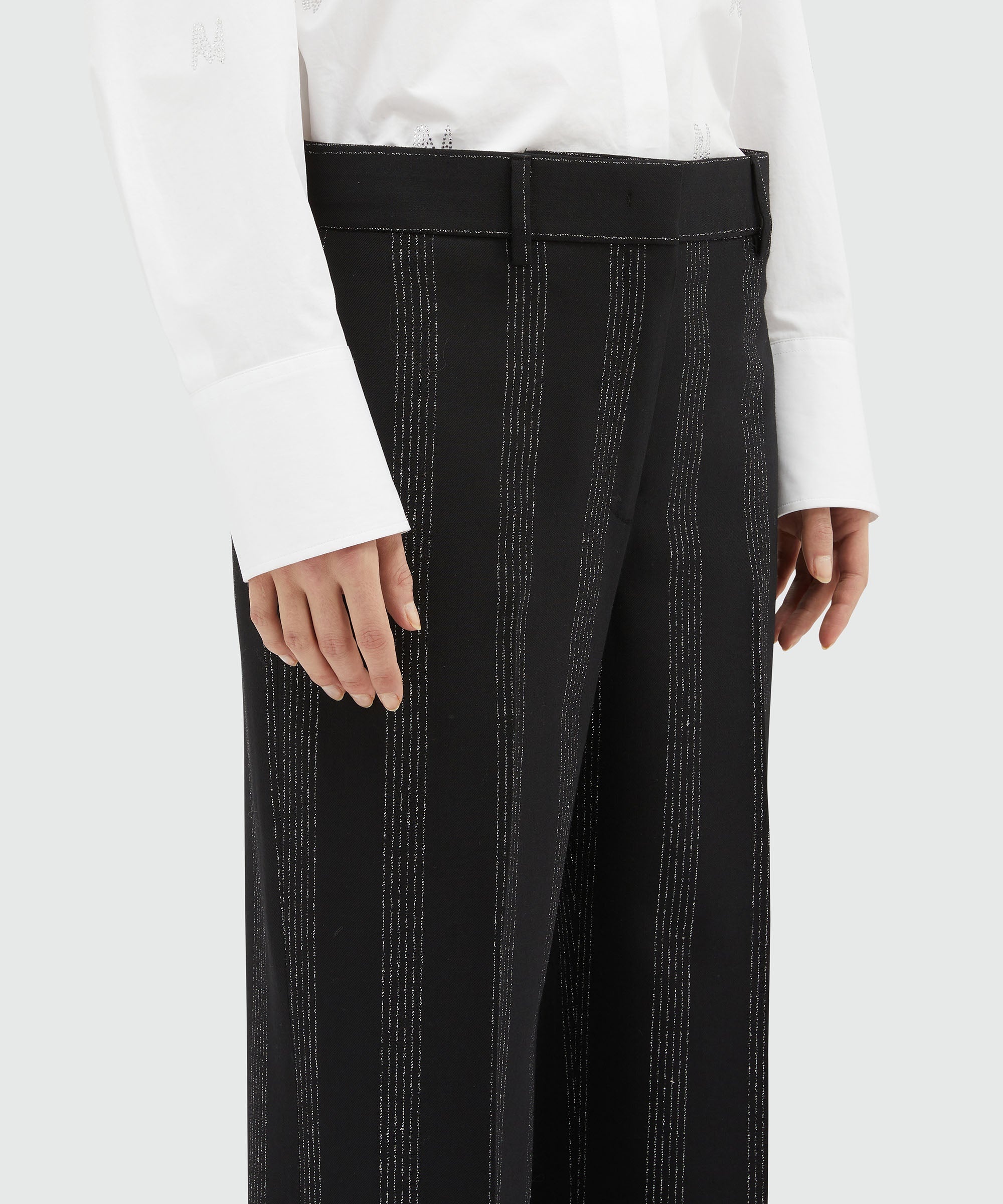 Fresh wool lurex pinstripe pants - 5