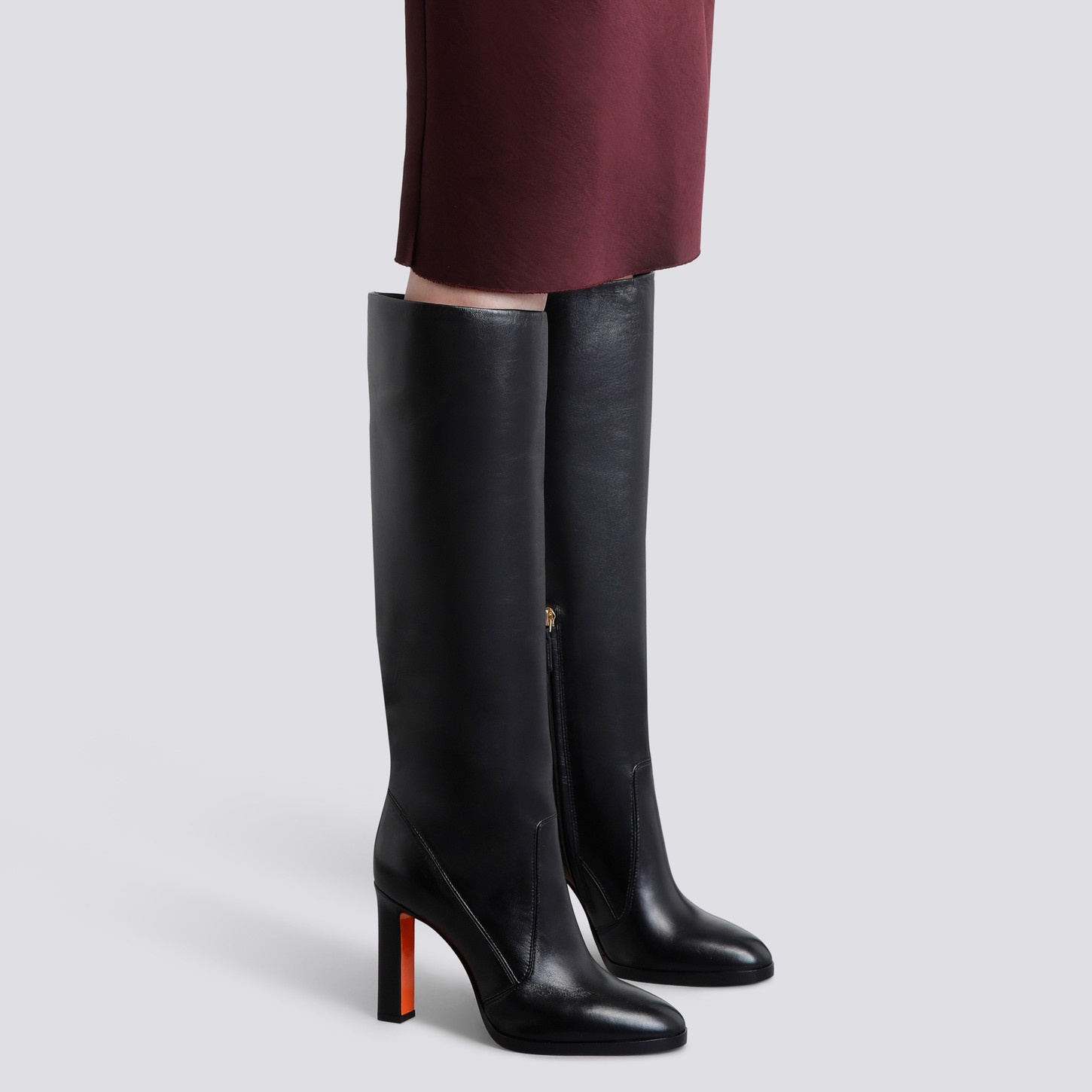 Women's black leather high-heel boot - 2