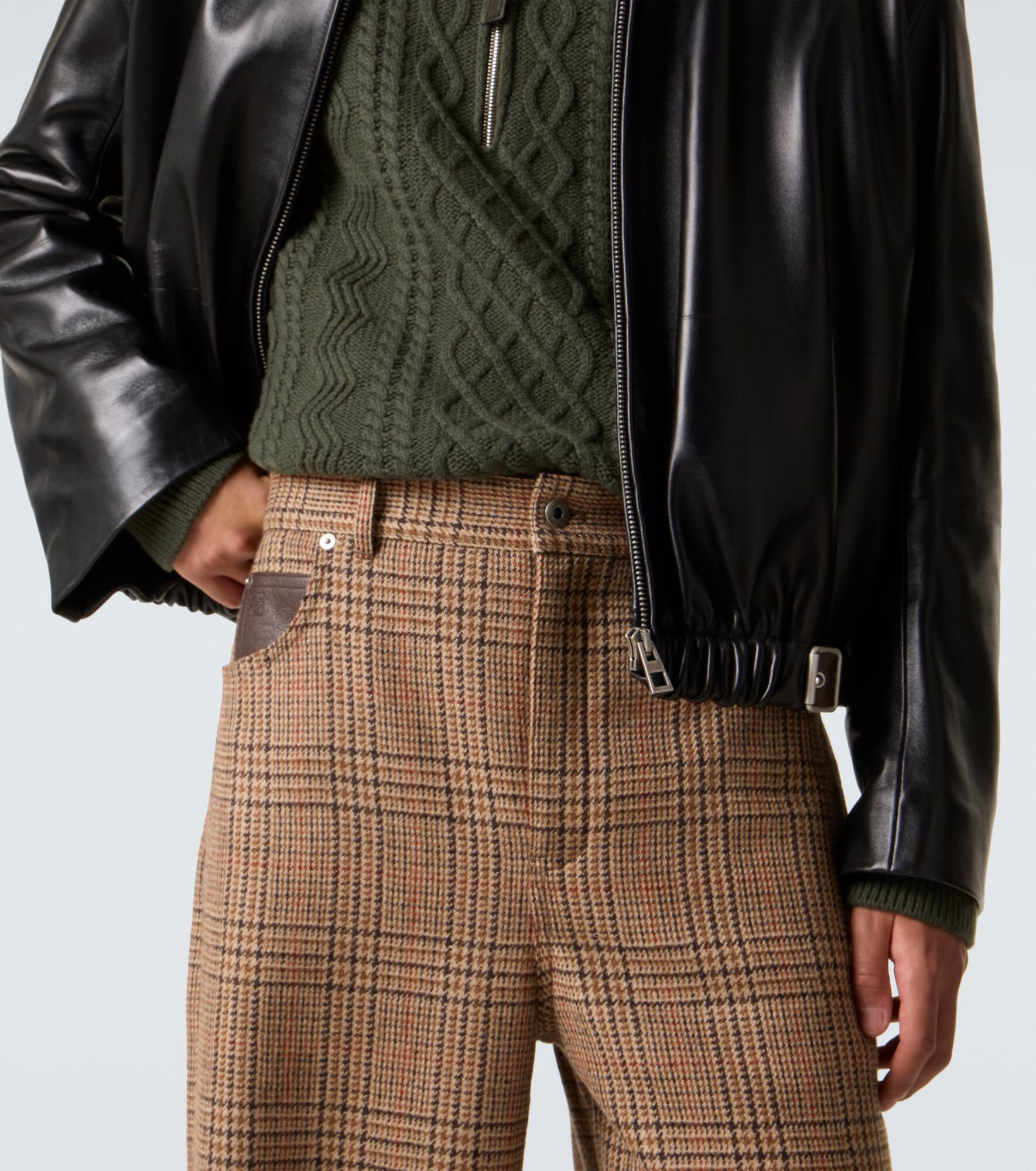 Checked wool wide-leg pants - 5