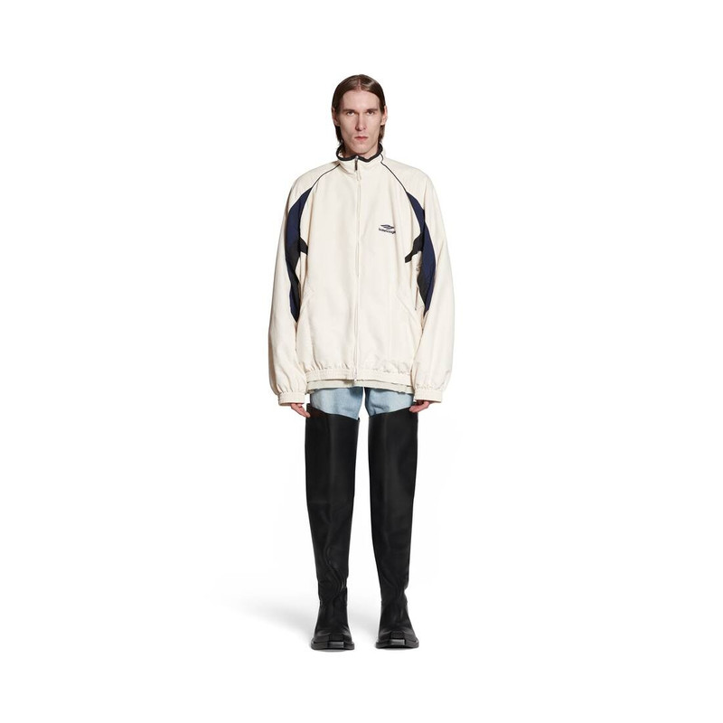 BALENCIAGA 3b Sports Icon Medium Fit Tracksuit Jacket in White outlook