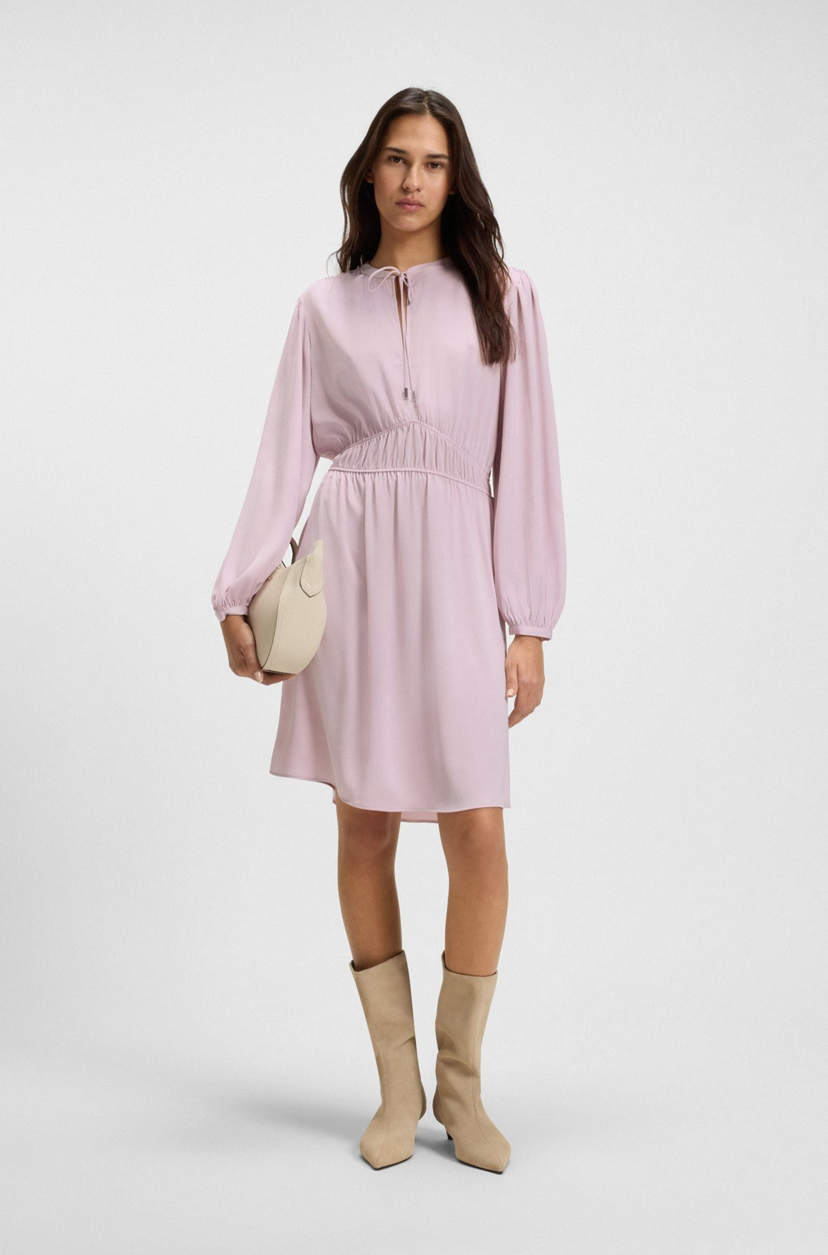 CRINKLE-SATIN MINI DRESS WITH GATHERED DETAILS - 2