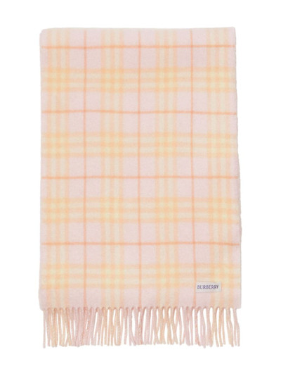 Burberry logo-patch reversible cashmere scarf outlook