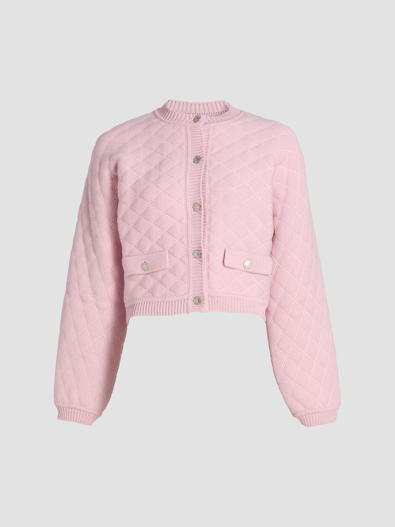 Women's Quilted Cotton-Blend Jacket - Pink 1