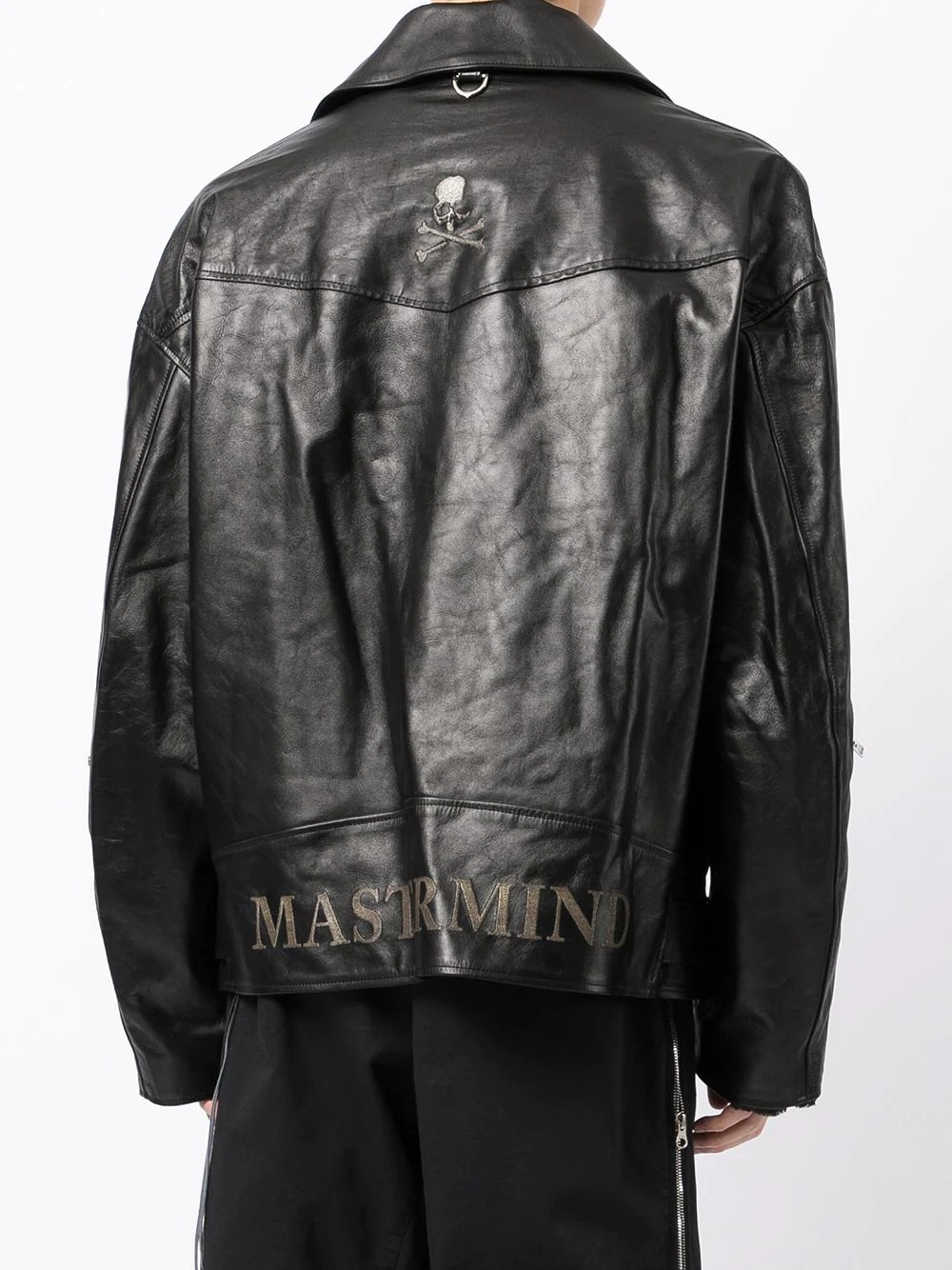 embroidered leather jacket - 4