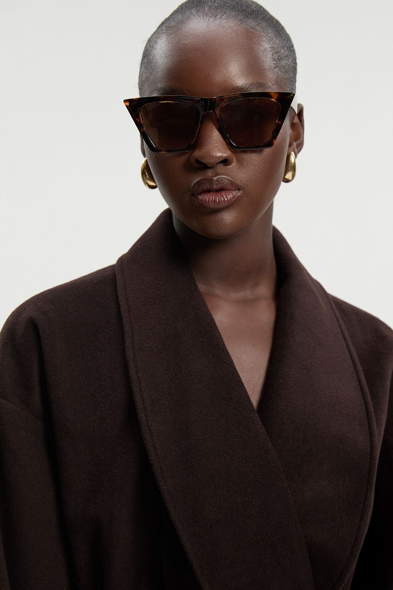 Tall Brushed Wool Belted Wrap Tailored Short Coat 2