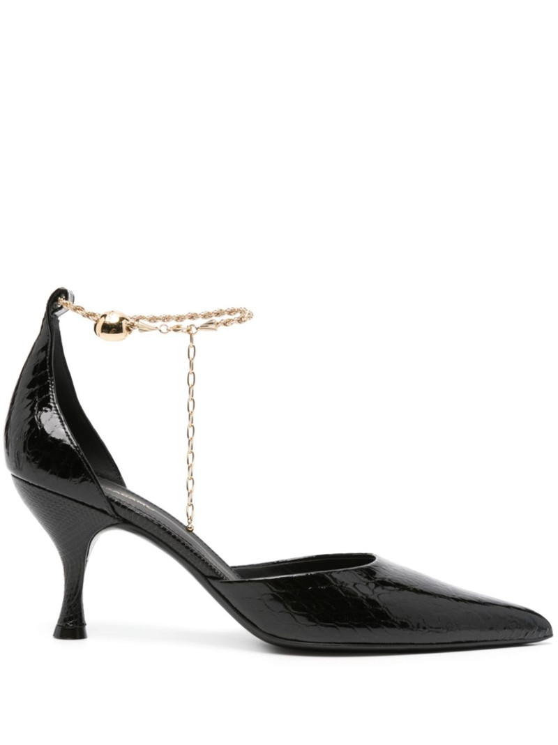 80mm logo-engraved leather pumps 1