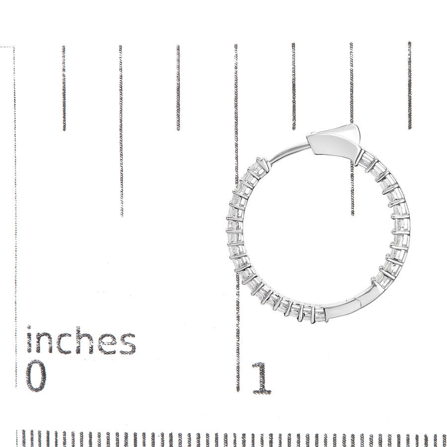 Haus Of Brilliance - Haus of Brilliance 14K White Gold 3.0 Cttw Princess Cut Diamond Inside Out Hoop Earrings (G-H , SI2- - 4