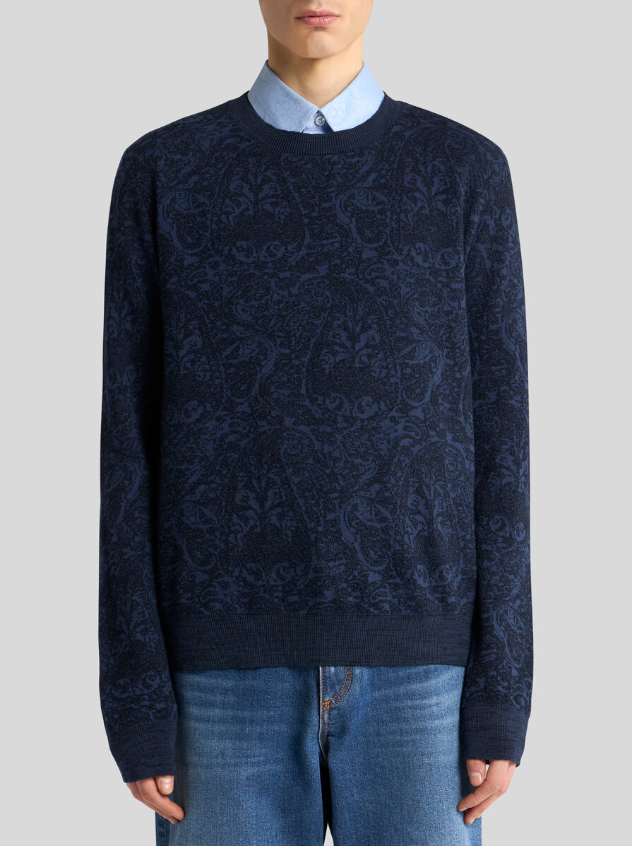 WOOL AND COTTON JACQUARD JUMPER - 2