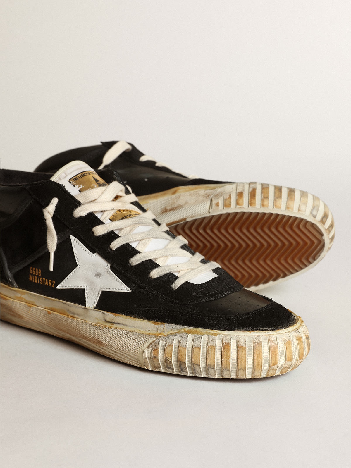 Men’s Mid Star in black nappa and suede with white leather star - 4