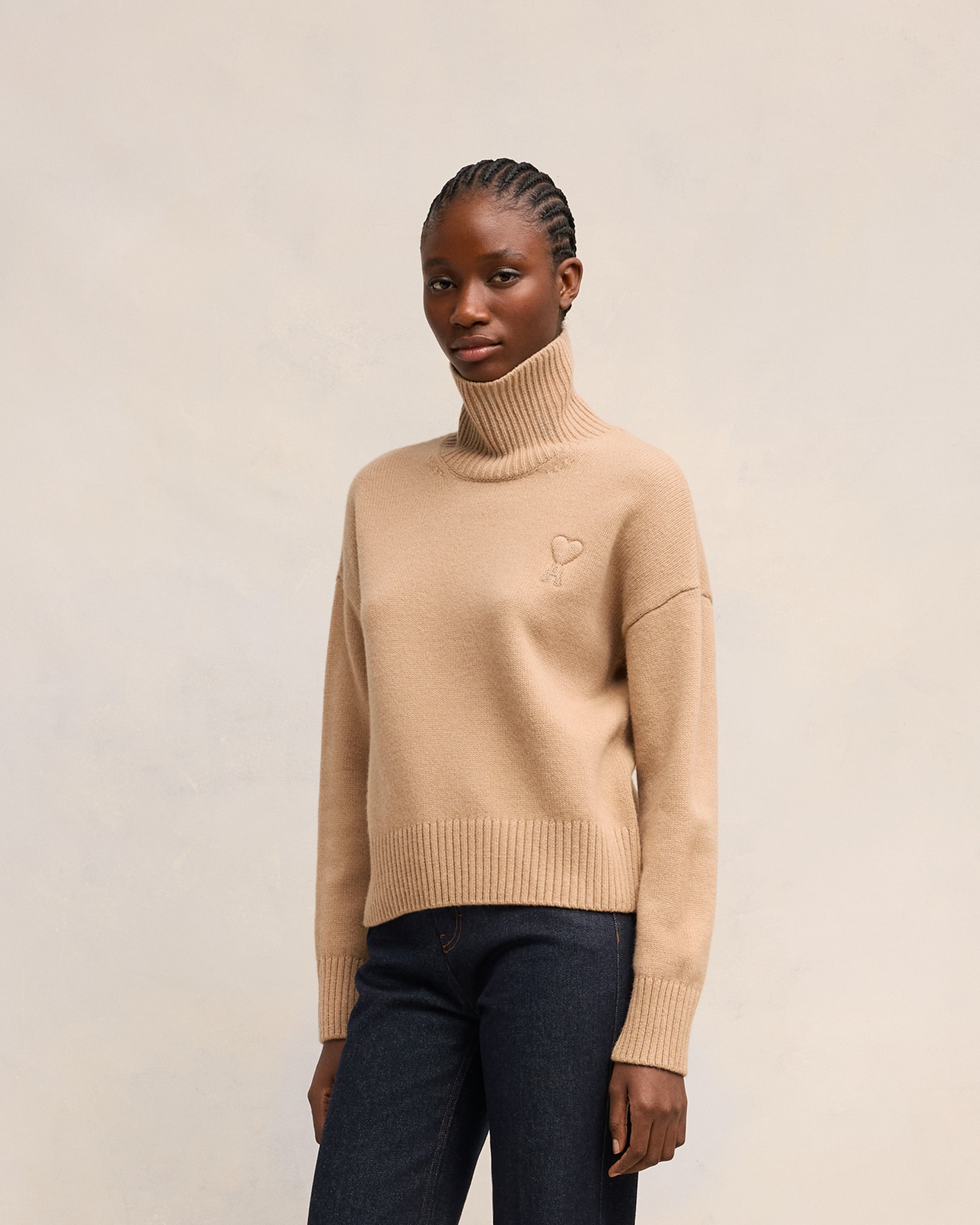 EMBOSSED AMI DE COEUR FUNNEL NECK SWEATER - 6