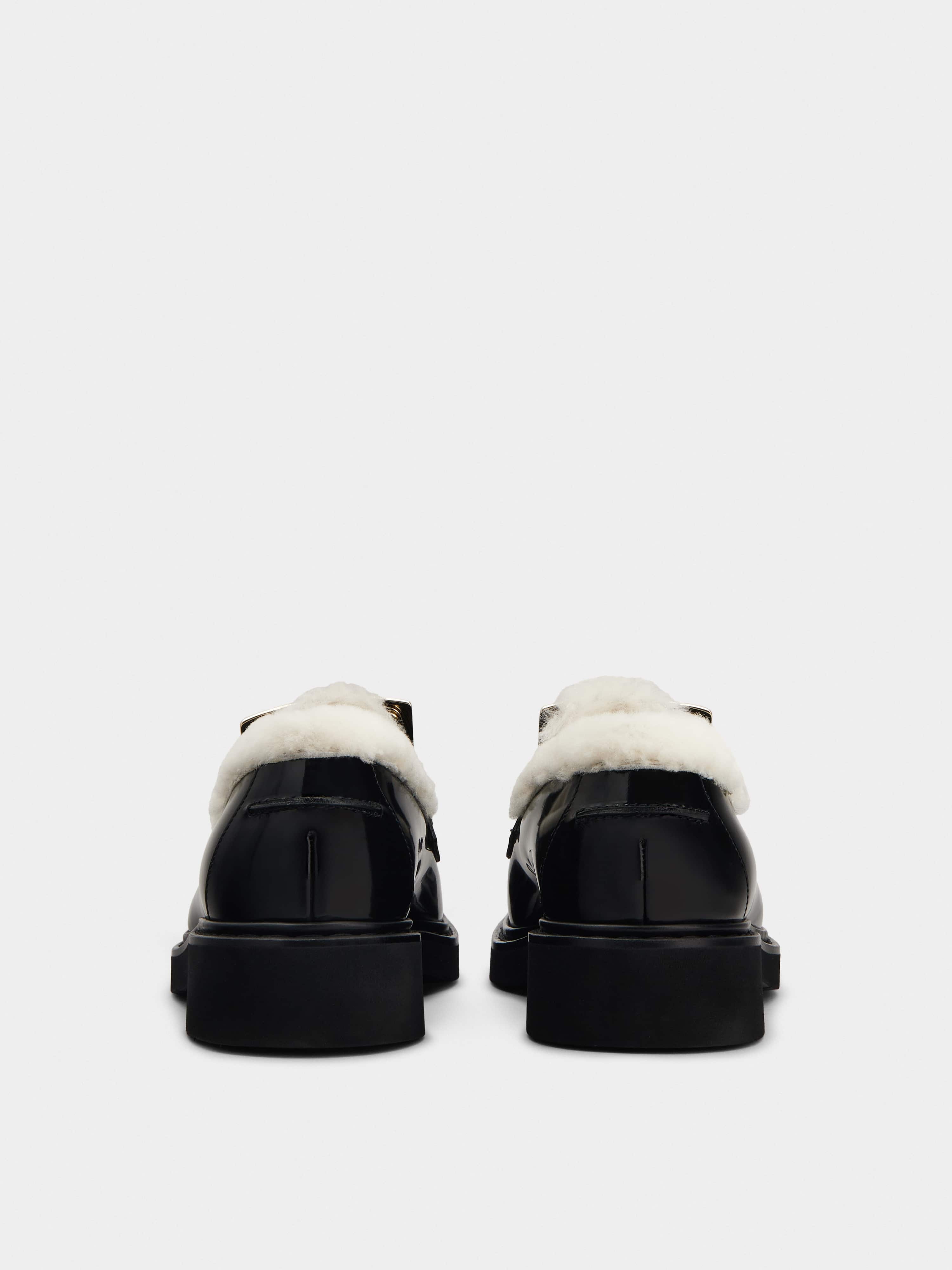 Viv' Rangers  Metal Buckle Fur Loafers in Patent Leather - 5