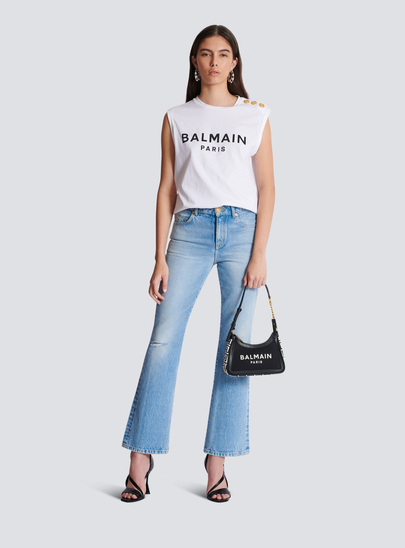 Balmain B-Army handbag in monogrammed canvas and leather outlook