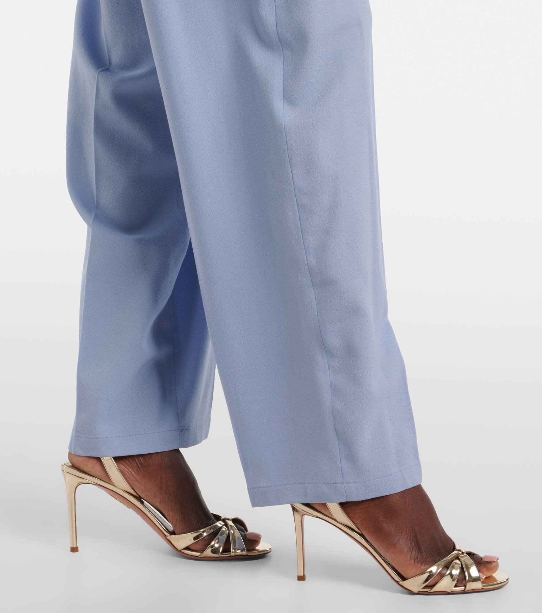 Bucklel wool crêpe wide-leg pants - 5