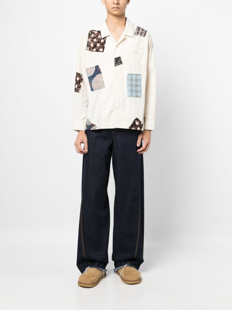 Story mfg. Greetings patchwork cotton shirt outlook