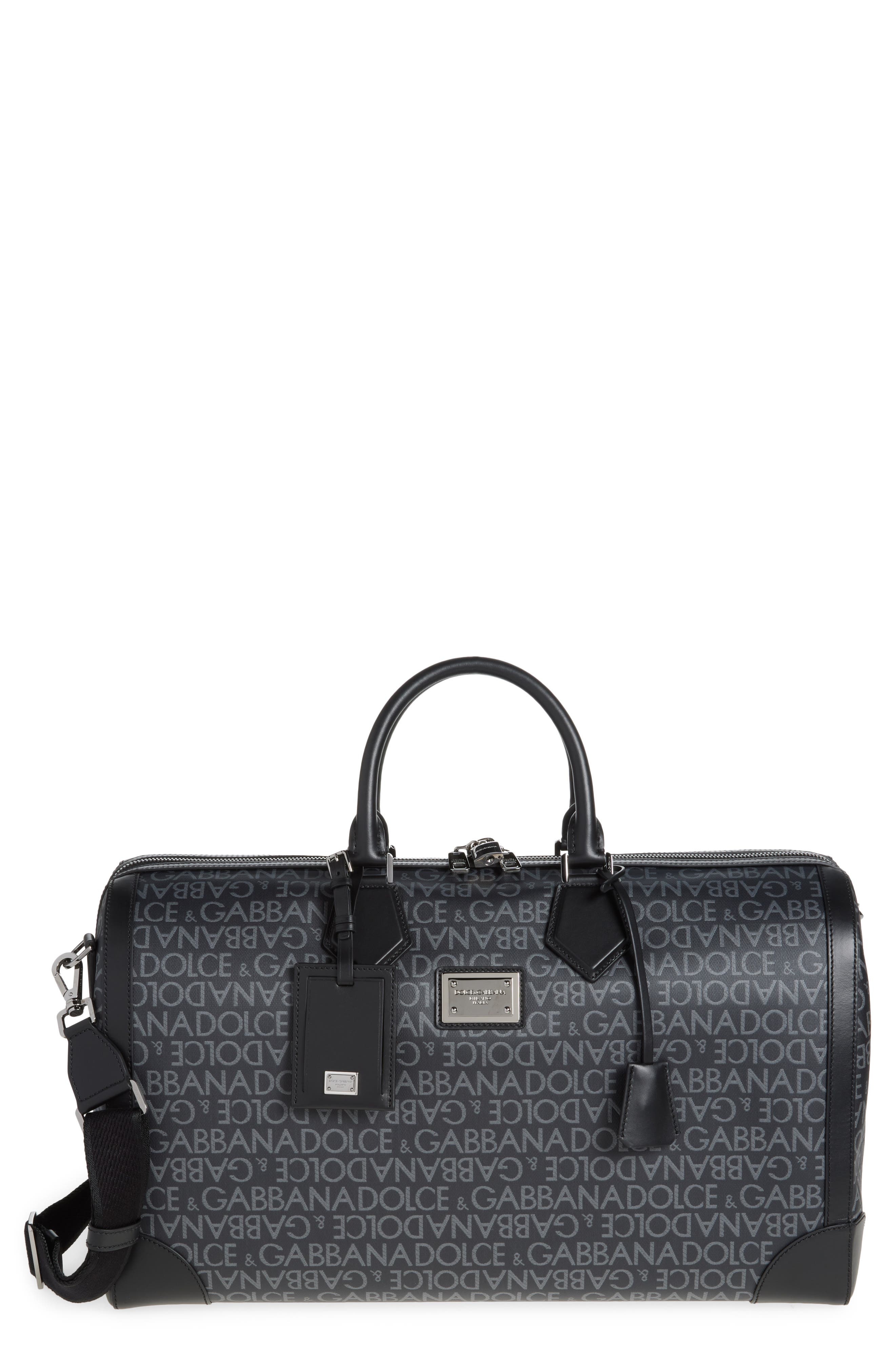 Dolce&Gabbana Logo Jacquard Duffle Bag in Nero/Grigio at Nordstrom - 1